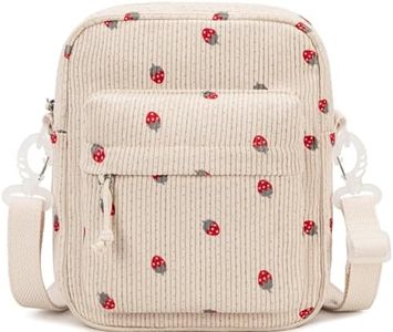 CAMTOP Girls Crossbody Purse Shoulder Messenger Bag Women Handbag with Clear Pocket, Corduroy Strawberry