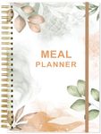 Weekly Meal Planner - A5 Weekly & Daily Meal Prep Journal with Shopping and Grocery Lists for Menu Planning, 93 Sheets/186 Pages Healthy Diet & Weight Loss Tracking, Undated, 52 Weeks, Rose Leaf