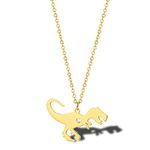 Winssigma 18K Gold Stainless Steel Bee Honeycomb Necklace, Star Moon Necklace Dinosaur Necklace spider Necklace Adjustable Y Lariat Necklace for Women(Gold Dinosaur)