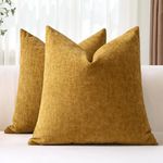 JOTOM Set of 2 Cushion Covers 40x40 cm Soft Chenille Gold Yellow Decorative Throw Pillow Covers 16x16 Inch Square Cushion Case Solid Pillowcases for Couch Sofa Living Room Bed Home Decor (Gold Yellow)