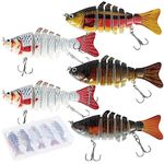 5Pcs Sea Fishing Lures Fresh Water and Salt Fishing Tackle Perch Trout Multi Jointed Swimbaits Slow Sinking Bionic Swimming Lure for Pike Bass Perch Trout