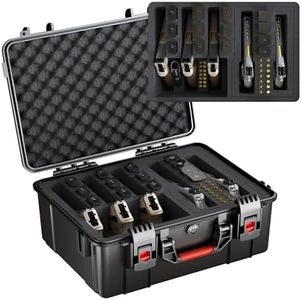 T TICCI Heavy Duty 5 Pistol & 13 Magazine Case, Shockproof Waterproof Hard Gun Case for Air Travel, Pre-Cut Foam for Glock/Beretta/S&W, Firearm Travel Case, Impact-Resistant Plastic, Black