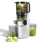 AMZCHEF Cold Press Juicers, 5.8" Self-Feeding Juicer Machines for Whole Vegetable & Fruit, Masticating Juice Easy to Clean, High Juice Yield, Large Auger, Triple Strainers - Silver