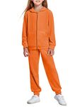 Arshiner Girls 2 Piece Velour Jogger Set Hoodie and Sweatpants Tracksuit Sports Outfit Orange Halloween 6-6X