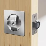 QINAIXQM Sliding Door Lock Pocket Door Lock Invisible Recessed Door Lock Mortise Lock Wooden Door Lock Silver