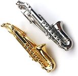 PACKAGE:2pcs Sets Silver Plated & Golden Tone Saxophone Tie Clips