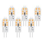 Akynite Capsule G4 LED 2W 12V Light Bulbs Warm White 3000K 200LM, Bi Pin G4 10W 20W Halogen Bulbs Equivalent, AC DC G4 12V LED Bulbs for Under Cabinet Chandelier, not dimmable, 6pcs