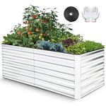 Homdox 6 * 3 * 2FT/266 Gallon Galvanized Raised Garden Bed, Outdoor Thickened Raised Garden Planter Box for Vegetable Flower Fruit, Rectangular Metal Planter Garden Box for Garden Yard, Sliver