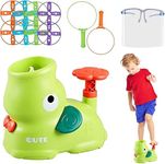 Kidology Elephant Sky Blast Flying Disc Launcher Toy with 8 Flying Discs + 2 Catch Nets, Creative Pop-Up Flying Saucer, Indoor Outdoor Toys for Family Hand Eye Coordination STEM Toys