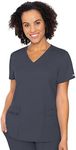 Med Couture Scrub Top for Women, V-Neck with 4 Pocket, Ultra Soft, 2-Way Stretch and Wrinkle-Free Fabric - MC7468, Pewter, X-Small