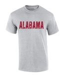 State Tshirt Football Team Color Distressed State Name Football Team Mens Short Sleeve T-Shirt Graphic Tee, Alabama, 3X-Large