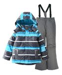 M2C Boys Thicken Warm Hooded Striped Ski Snowsuit Jacket & Pants 10/11 Blue