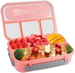 Bento Lunch Box for Kids,4 Compartment Adults Lunch Box with Spoon,1300 ML Leak Proof Lunch Containers for School,Work and Travel,BPA Free(Pink)