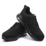 TruTuff Sports Safety Shoes, Steel Toe, Puncture Resistant, Anti Slip Sole for Men & Women - UK7 Black