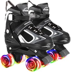 Kids Roller Skates for Girls and Boys, 4 Sizes Adjustable Roller Skates with Light up Wheels, Outdoor & Indoor Roller Skates for Kids Children Beginners,Patines para Niñas Niños