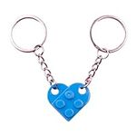 COMFOPET Matching Brick Keychain for Couples Keychain Heart Building Block Keychain for Boyfriend Girlfriend Light Blue