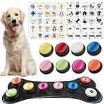 KiViRap Set of 8 Colors Dog Buttons with Rubber Mat,Dog Recordable Training Buttons,Dog Talking Buzzers Button with 50 Stickers,Louder Clearer Record & Playback Message for Communication
