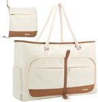 Xevera Extra Large Beach Bags for Women, Foldable Beach Tote Bag with Zipper Sandproof Waterproof Beach Tote Pool Bag for Beach Travel Swimming Gym, Beige