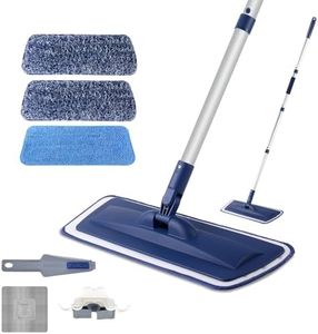 Microfiber Mop for Cleaning Floors, Extendable 16-58 Inch Flat Mop with 2 Reusable Washable Pads for Laminate Hardwood Wooden Wall Hard Floor Vinyl Tile, Wet Dry and Dust Mops for Bathroom Kitchen