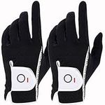 Golf Gloves Men Left Right Hand Rain Grip Lh Rh Mens Golf Glove 2 Pack, Weathersof All Weather Grips Soft Comfortable Black White Fit Size Small Medium ML Large XL (Black, XL, Worn on Left Hand)