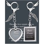 BNQL Memorial Frame Keychain Sympathy Gifts for Loss of Loved One Remembrance Gift Picture Holder Keychain Angel Wings Charm, Photo Frame Keychain, Large