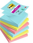 Post-it Super Sticky Z-Notes, Cosmic Colour Collection, Pack of 6 Pads, 90 Sheets per Pad, 76 mm x 76 mm, Blue, Green, Pink- Extra Sticky Notes For Note Taking, To Do Lists & Reminders