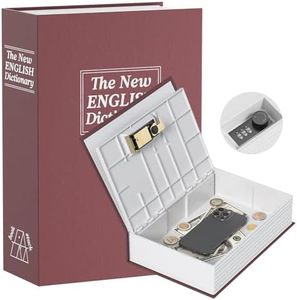 Money Saving Box for Adults, Book Piggy Bank with Security Combination Lock, Dictionary Secret Safe Can 9.45 * 6.1 * 2.24IN Combination Metal Safe Lock Box(Red)