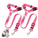 Dog Seat Belts for Car, 2 Pcs Dog Tether with Elastic Bungee Buffer, Adjustable Dog Car Seatbelts and Strong Leash Leads Accessories for Dogs Cats Pets, Pink