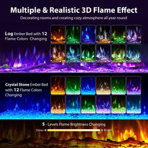INMOZATA 3-in-1 Electric Fireplace Heater – Freestanding with Remote