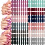 NAILDOKI Nail Stickers 12Sheets x 16 Pieces Full Wraps Nail Polish Strips, Self-Adhesive Gel Nail Art Decals for Women Girls
