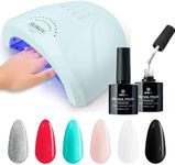 SUNUV 48W Nail Dryer, UV Light for Gel Nail Polish SUNone Blue, Hema-Free Gel Nail Polish Kit, 6 Colors Gel Polish Set