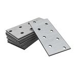 OMIDEAS 10 x Flat Joining Plates (80 x 40 x 2) Connecting Perforated Metal Brace Bracket Timber Wood Fixing Galvanised Steel Repair Connector