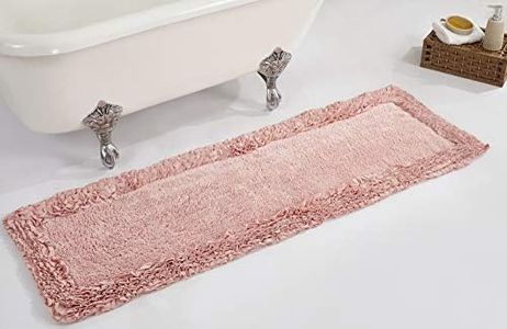 Better Trends 100% Cotton Bath Rug in Shaggy Border Collection - Ultra Soft, Plush, Absorbent, Tufted Bath Runner for Tub, Shower, and Bath Room, 20" x 60", Pink