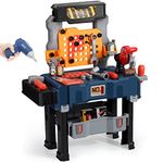 Tool Bench for Toddler and Kids Tool Bench,Kids Tool Set,Pretend Play Construction Toys Kit with Tool Bag, Easy to Assemble and disassemble,Chainsaw Tool Set Gift Toys for 4 5 6 Year Old Boys & Girls