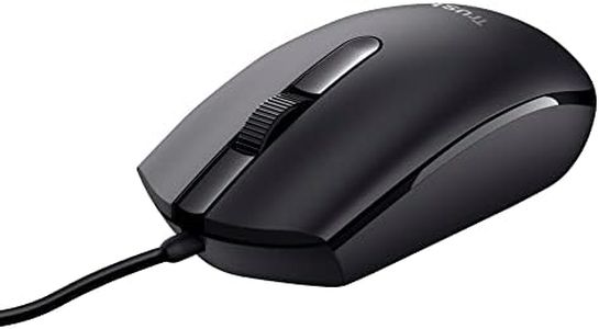 Trust Basi Mouse con Filo USB, 1200 DPI, Plug & Play, Sensore Ottico, 3 Pulsanti, Cavo USB 1,6 m, per Mano Sinistra e Destra, Mouse Cablato per Portatile, Macbook, Lenovo, Dell - Nero