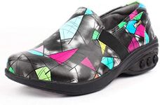 Therafit Annie Women's Slip Resistant Leather Slip On - for Plantar Fasciitis/Foot Pain Black Multi