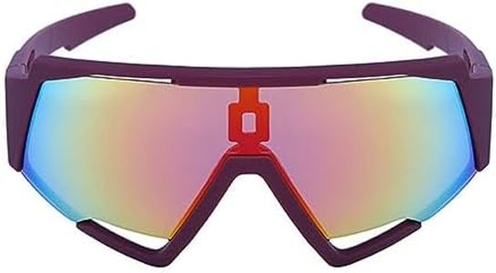 AOOLIA Trendy Geometric Cycling Sport Sunglasses, Driving Running Wraparound UV Protection Outdoor Shield Glasses for Women Men (Red)