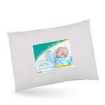 SPRINGSPIRIT Toddler Pillow for Sleeping, Cot Pillow with Pillowcase for Boys and Girls, Travel Pillow 46 x 33cm, Breathable, Soft, 100% Natural Cotton Shell for Cot Bed, Grey