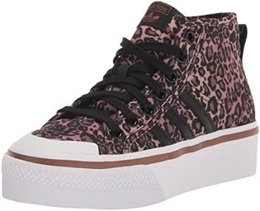adidas Originals Women's Nizza Platform Mid Sneaker, Black/White/Wild Brown, 8.5 US