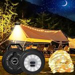 Camping String Lights, Portable LED Strip Light, USB Rechargeable IP65 10M Rope Tent Star Lantern for Campsite, Awning, Kids Play Area, Bedroom, Car, Backyard, (Black, 10M-Warm White)