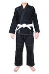 Reevo Super Fly Lightweight BJJ Gi - Premium Soft Iron Strong Cotton Brazilian Jiu Jitsu Uniform with White Belt (Black, A3)