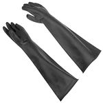 Upgraded 22" Latex Gloves Chemical Resistant Rubber PPE Industrial Safety Work Extra Long Gauntlets Gloves Black Heavy Duty Waterproof Gloves Garden Gloves, Resist Strong Acid, Alkali and Oil 1 Pair