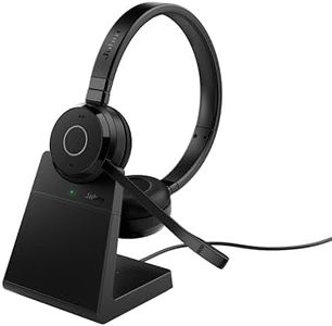 Jabra Evolve 65 TE Wireless Stereo Headset + Stand - UC Cert - Passive Noise Cancelling - USB A Booster - On Ear Bluetooth Headphones with Noise Canc Boom Mic - Clear Voice Calls - Outstanding Audio