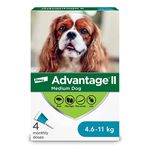 Advantage II Flea Treatment for Medium Dogs weighing 4.6 kg to 11 kg (10 lbs. to 24 lbs.)-4 doses