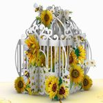 Three Dee Cards - Charming Sunflower, Daisy and Bee Birdcage Flower 3D Pop Up Card for Her Mum Mothers Day - Wife Girlfriend Anniversary Valentines Pop-up - Grandma Birthday