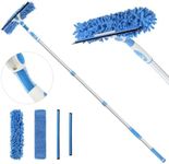 Wlich Window Squeegee Cleaner,2 in 1 Shower Squeegee with Extension Pole,92” Extendable Window Cleaning Kit with Bendable Head,Glass Cleaning Tools for Indoor Outdoor High Windows,Car Windshield