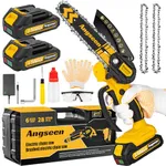 Mini Chainsaw Cordless 6 Inch, Electric Saw Battery Chainsaw Chain Saws with 2 2.0Ah Battery and 2 Super Chains, Small Chainsaw Power Tools for Cutting Trees, Cut Wood, Tree Trimming (2024 Upgrade)