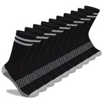 Comfoex 10 Pairs Boys Crew Socks 4-6 6-8 8-10 Years Old Athletic Socks Calf Long Socks For Kids Half Cushioned Cotton Socks, Black 10 Pairs, 7-10 Years