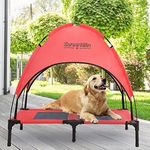 SweetBin XS/S/M Outdoor Elevated Dog Cot with Canopy & Side Shade for Camping Small Medium Dogs (Carry Bag), Portable Cooling Raised Dog Bed with and Side for Beach