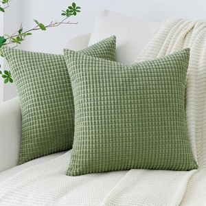Topfinel Federe Cuscini 30x30 in Velluto a Coste Verde Salvia Decorative per Cuscino Divano Moderne Camera da Letto Soggiorno Balcone Set 2 Pezzi